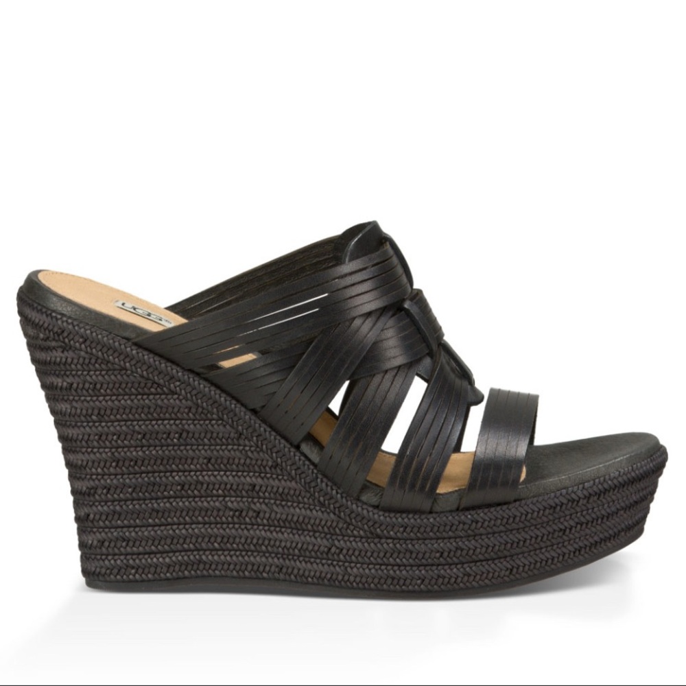 Black Wedge Sandals